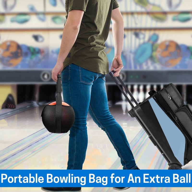 VISEMAN Bowling Mesh Bag, Single Bowling Ball Carrier with Reinforced PVC Handle, Black, 8.3" L x 8.3" W x 6" H - Image 5